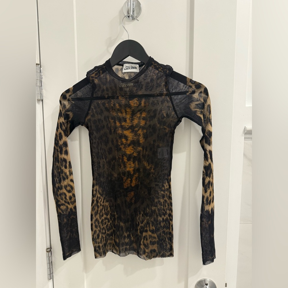 Jean Paul Gaultier Sheer Leopard Print Long Sleeve Top